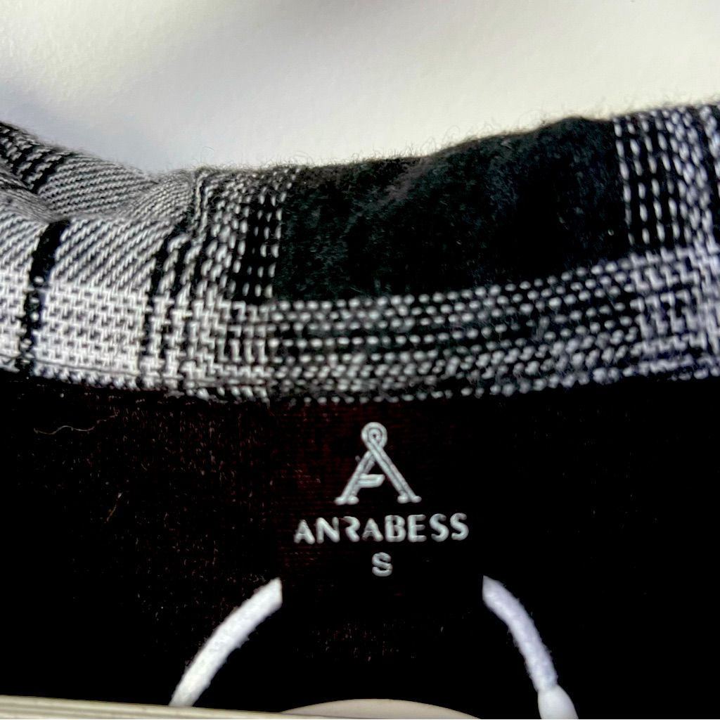 Anrabess Oversized Jersey Flannel Black White Plaid Button Shirt Stretch S New — image 5 of 7